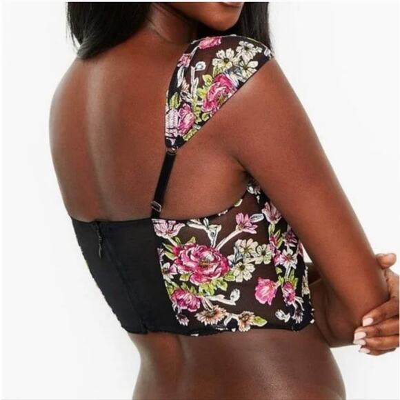 Victoria’s Secret Dream Angels Black Rose Floral Unlined Bra Corset Top Small - Picture 3 of 6